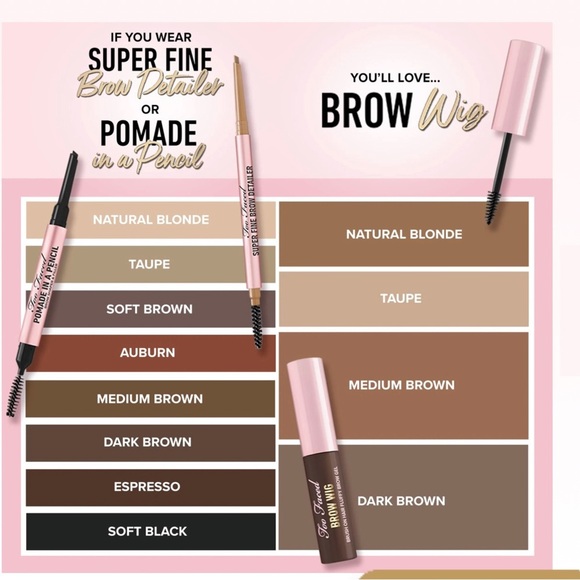 Too Faced medium‎ brown Brush-On Hair Fluffy Eyebrow Gel new - Picture 5 of 7